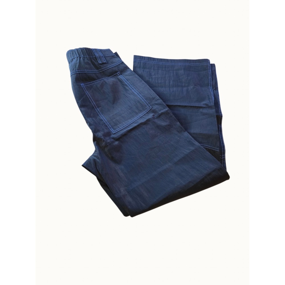 Silence + Noise Iridescent Blue Cargo Moto Pants Y2K Cyber Rave Sz 10 Urban